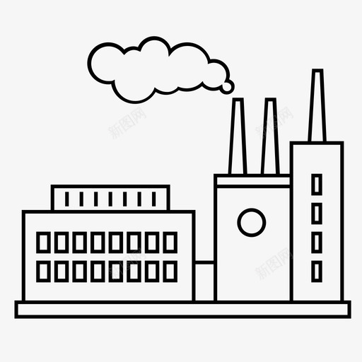 工厂分公司工业图标svg_新图网 https://ixintu.com 分公司 制造 工业 工厂 污染 烟囱 车间