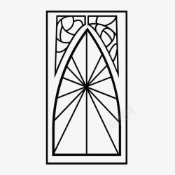 教堂门彩色玻璃窗宗教窗格图标高清图片