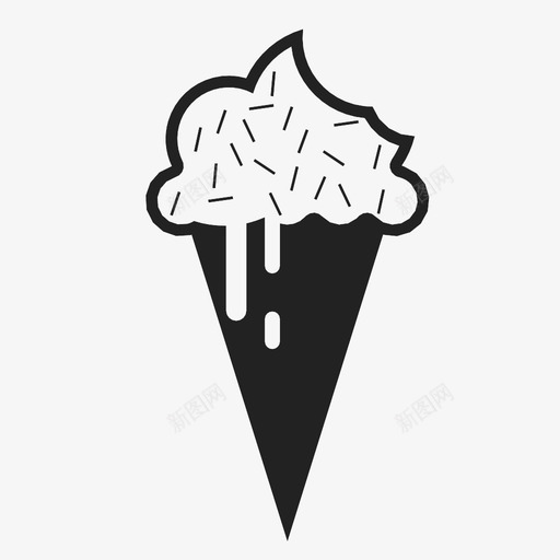 冰激凌蛋卷甜的夏天的图标svg_新图网 https://ixintu.com 冰激凌蛋卷 冷的 夏天的 滴水的 热的 甜点的 甜的 融化的 食物的 香草的