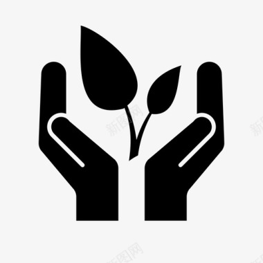 手和植物可持续性萌芽图标图标