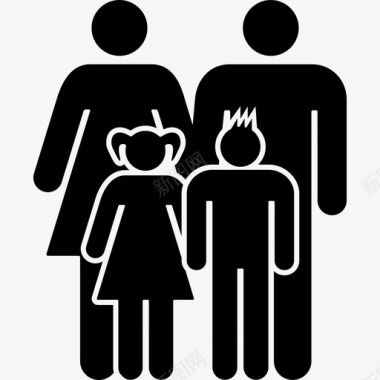 熟悉的一群母亲父亲儿子和女儿图标图标
