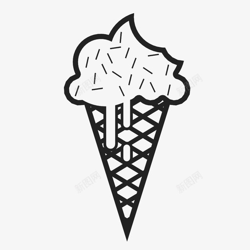 冰淇淋筒甜的夏天的图标svg_新图网 https://ixintu.com 冰淇淋筒 冷的 勺 华夫饼 夏天的 热的 甜的 糖 雪伯特 风味 食物