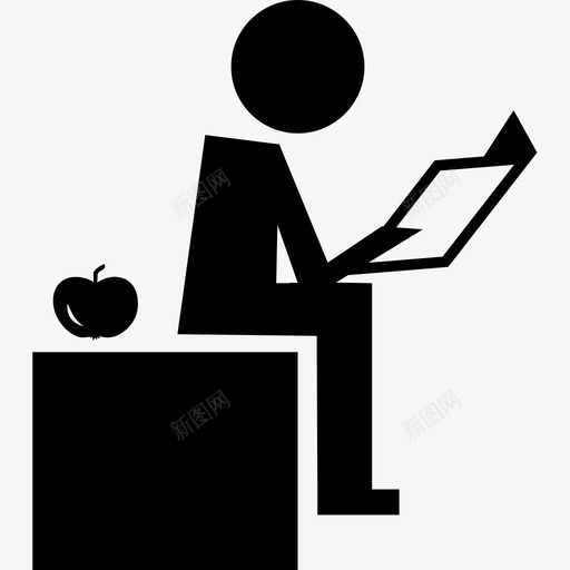 老师坐在桌上看书右手拿着一个苹果学历图标svg_新图网 https://ixintu.com 右手拿着一个苹果 学历 学术2 老师坐在桌上看书