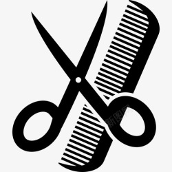 发廊梳子和剪刀剪刀和梳子工具和用具发廊图标高清图片