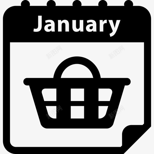 一月购物日提醒每日日历页面的一个篮子界面日历图标svg_新图网 https://ixintu.com 一月购物日提醒每日日历页面的一个篮子界面 日历图标