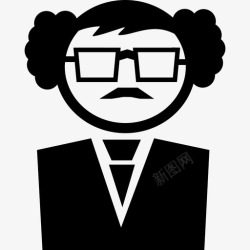 戴眼镜教授戴眼镜卷发教授学历学术1级图标高清图片
