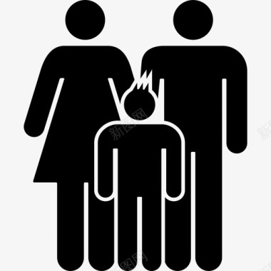 熟悉的一组三人母子人图标图标