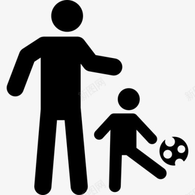 父亲和儿子一起踢足球人们家庭偶像图标图标