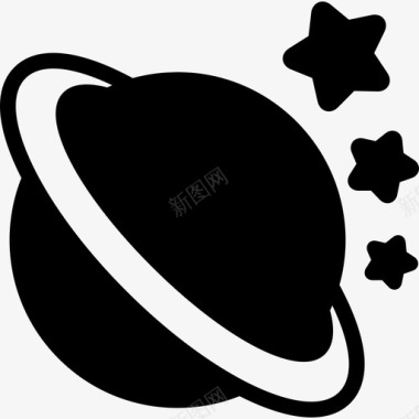 土星有三颗星形状空间图标图标