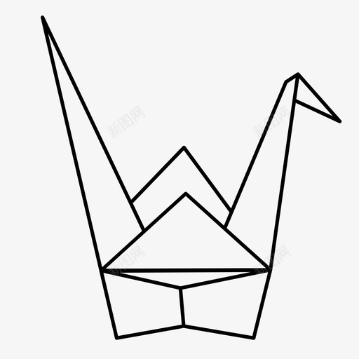 鹤纸折纸图标svg_新图网 https://ixintu.com 另一个 忽略 折纸 日本 标志 标记 检查 纸 飞行 鸟 鹤