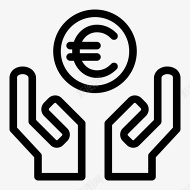 接收欧元节省资金付款图标图标
