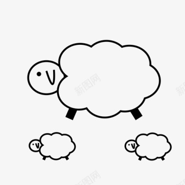 数羊睡觉网络工作图标图标