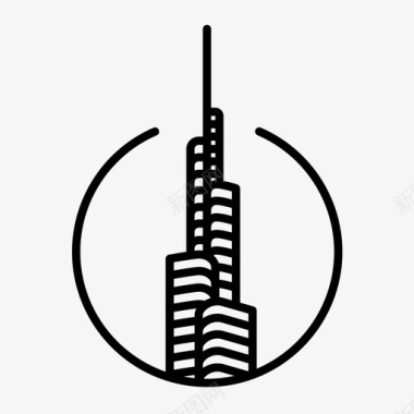 迪拜建筑哈利法塔图标图标