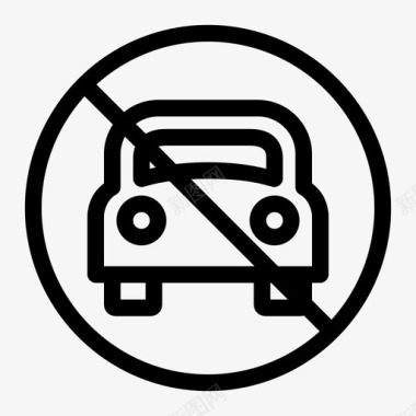 禁止车辆禁止汽车警告图标图标