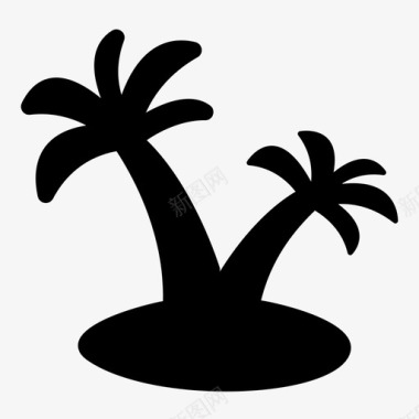 棕榈树岛热带旅游图标图标