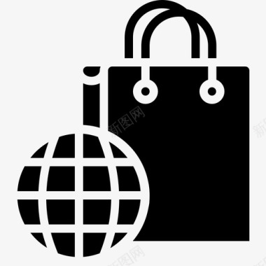 购物袋地球互联网图标图标