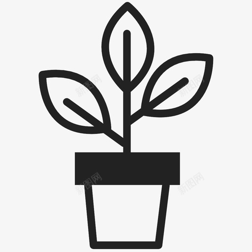 盆栽植物不叶子图标svg_新图网 https://ixintu.com 不 举行 出售 叶子 大胆 盆栽植物 花 花园 黄金