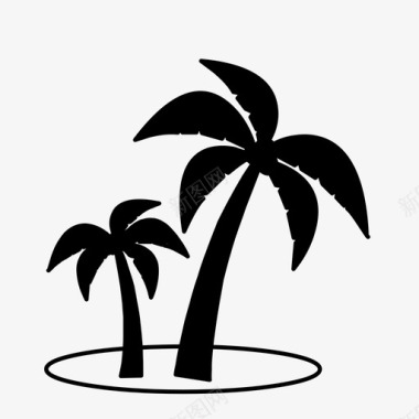 棕榈树天堂海市蜃楼图标图标