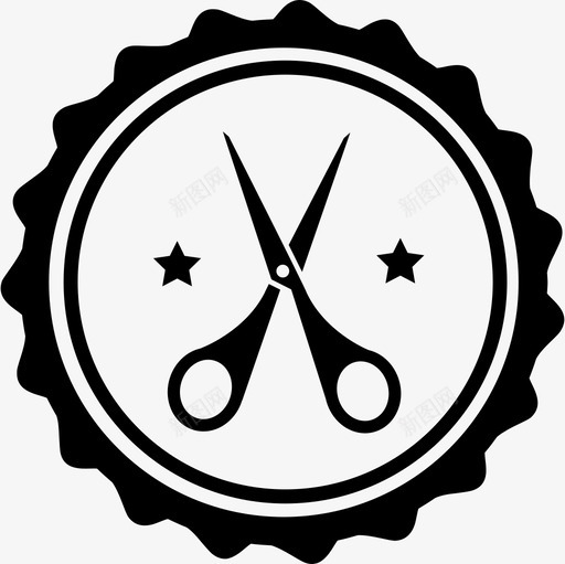 剪刀徽章工具和用具发廊图标svg_新图网 https://ixintu.com 剪刀徽章 发廊 工具和用具