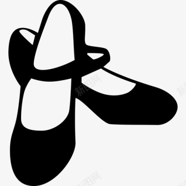 弗拉门戈女黑鞋弗拉门戈舞平底鞋图标图标