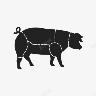 猪肉切块联合减法图标图标
