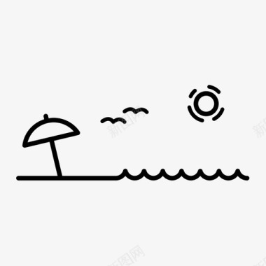 海滩雨伞阳光明媚图标图标