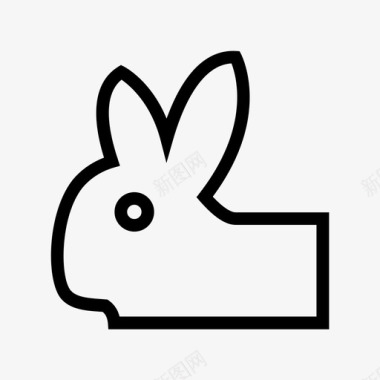 兔子动物和鸟线图标图标