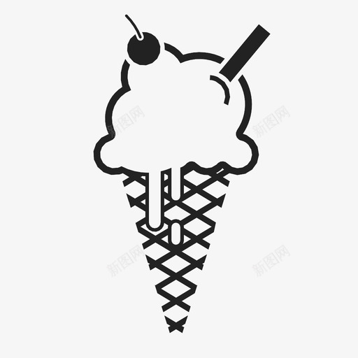 冰淇淋筒请客夏季图标svg_新图网 https://ixintu.com 冰淇淋筒 冷 勺 华夫饼 夏季 樱桃 洒 甜点 请客 食物