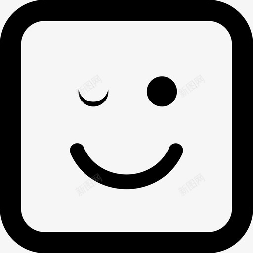 圆形方形脸界面情感方块的眨眼表情图标svg_新图网 https://ixintu.com 圆形方形脸 情感方块的眨眼表情 界面