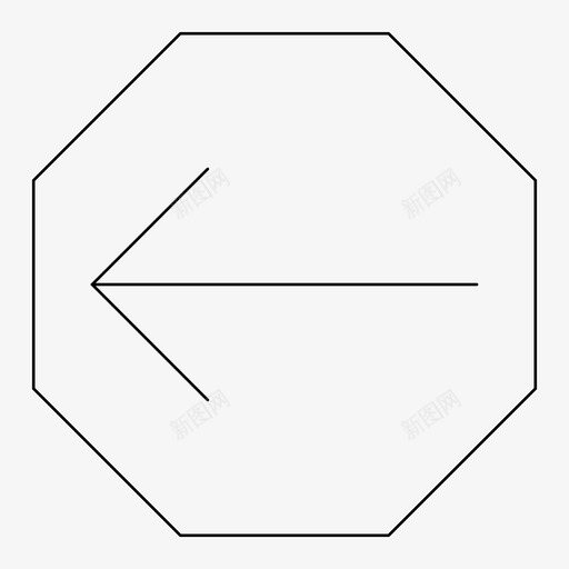 左箭头转向停止图标svg_新图网 https://ixintu.com 上一个 停止 合并 左箭头 方向 死胡同 箭头 细左箭头取消之前的上一个 西 转向