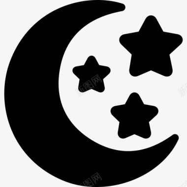 月亮和星星的形状空间图标图标