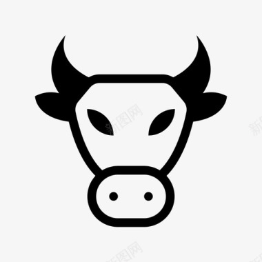 牛动物和鸟线图标图标