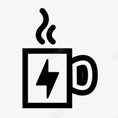 咖啡能量严肃开放图标图标