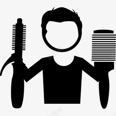 有梳子的理发师人发廊图标图标