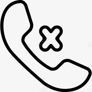取消电话呼叫耳廓符号与十字接口电话集图标图标