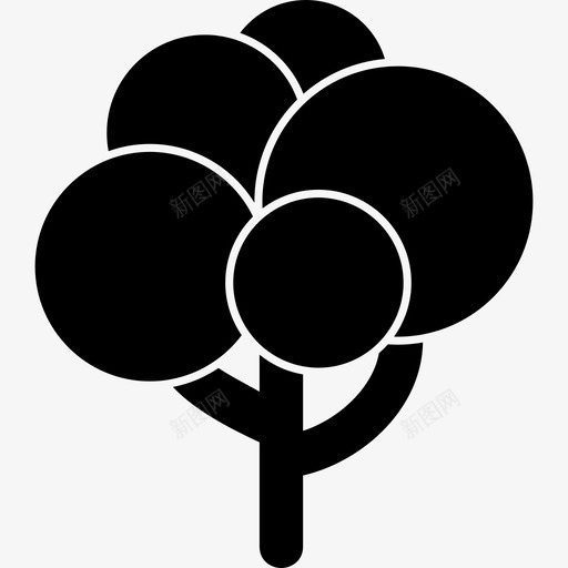 黑色的树形状有球状的叶子自然树的图标svg_新图网 https://ixintu.com 树的图标 自然 黑色的树形状有球状的叶子
