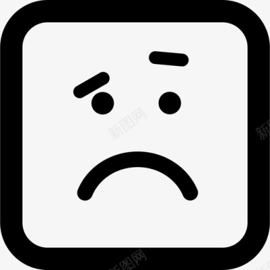 悲伤的圆形方块表情符号界面情绪方块图标图标