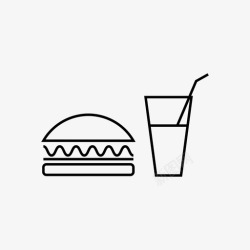 可饮用汉堡和可乐令人垂涎的美味的图标高清图片