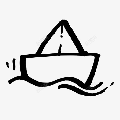 纸船玩具帆船图标svg_新图网 https://ixintu.com 儿童 帆船 手绘 水 漂浮 玩具 纸船 雨