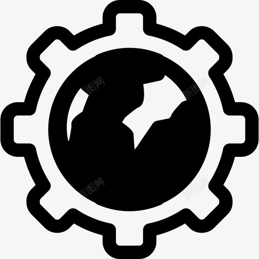在一个黑色圆圈里的齿轮里的世界标志seopack图标svg_新图网 https://ixintu.com seopack 在一个黑色圆圈里的齿轮里的世界 标志