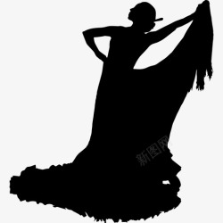 弗拉门戈舞传统女性弗拉门戈舞者剪影弗拉门戈舞扁平图标高清图片