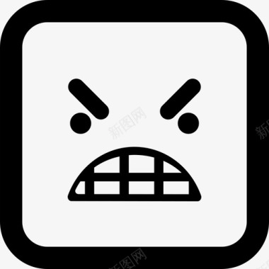 愤怒表情方块脸界面情绪方块图标图标