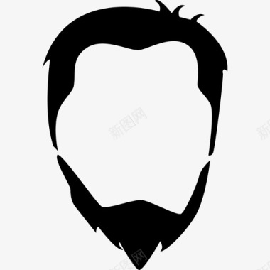 男性头发和胡须形状发廊图标图标