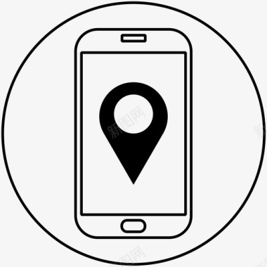 手机地图pin智能手机白色手机图标图标