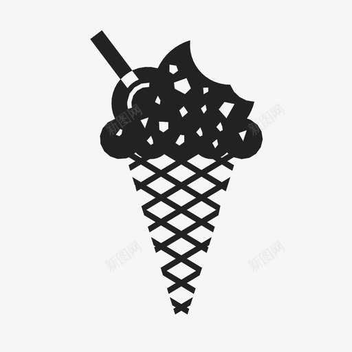 冰淇淋筒甜的夏天的图标svg_新图网 https://ixintu.com 冰淇淋筒 冷冻的 冷的 勺子 夏天的 甜点 甜的 请客 食物