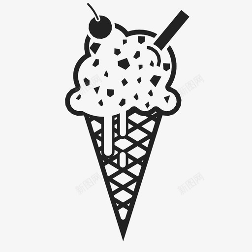 冰淇淋筒甜的夏天的图标svg_新图网 https://ixintu.com 冰淇淋筒 冷的 夏天的 樱桃 款待 甜点 甜的 糖果 融化的 食物