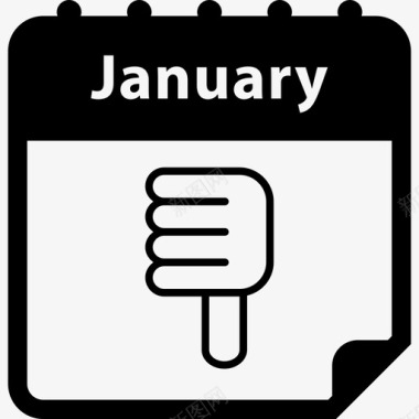 在一月日历页面界面日历图标上按下拇指图标
