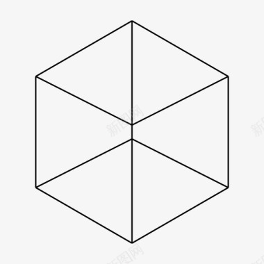 长方体神圣几何学多边形图标图标