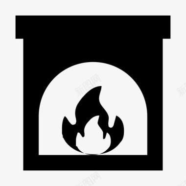 壁炉火焰烟囱图标图标