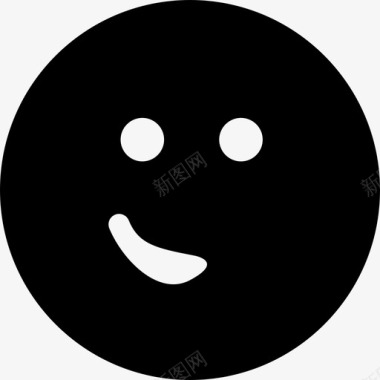 表情符号的脸用嘴在一边像一个小微笑在一个圆形的正方形界面上情绪洋溢图标图标